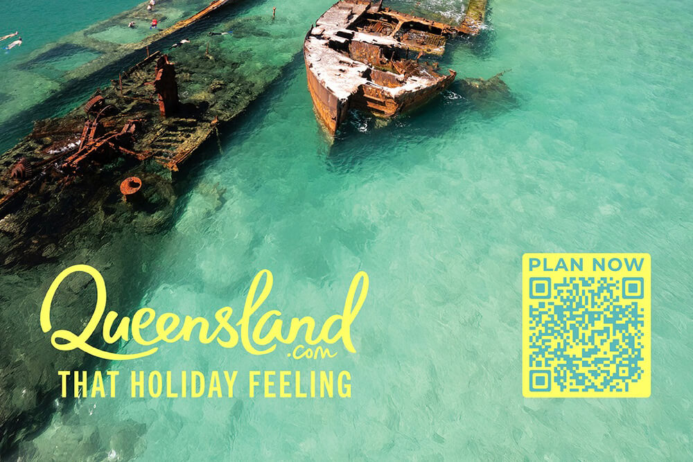 vibrant Queensland landscape showcasing a sunny beach