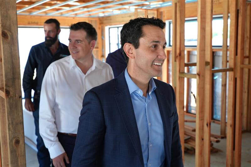 Premier David Crisafulli visits a new home construction site